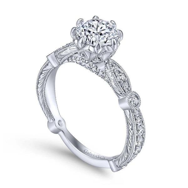 14K White Gold Round Diamond Engagement Ring