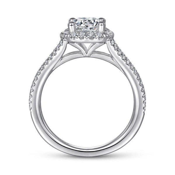 14K White Gold Round Halo Diamond Engagement Ring
