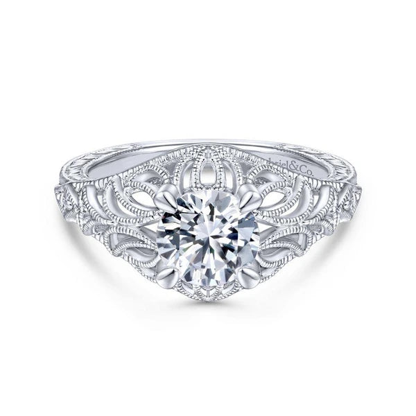 14K White Gold Round Diamond Engagement Ring