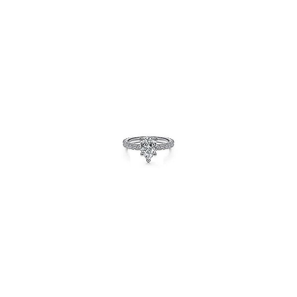 14K White Gold Hidden Halo Pear Shape Diamond Engagement Ring