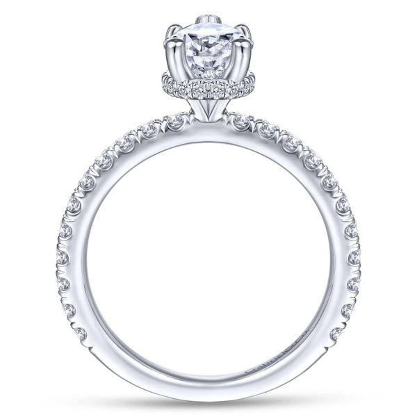 14K White Gold Hidden Halo Pear Shape Diamond Engagement Ring