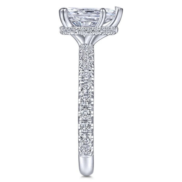 14K White Gold Hidden Halo Pear Shape Diamond Engagement Ring