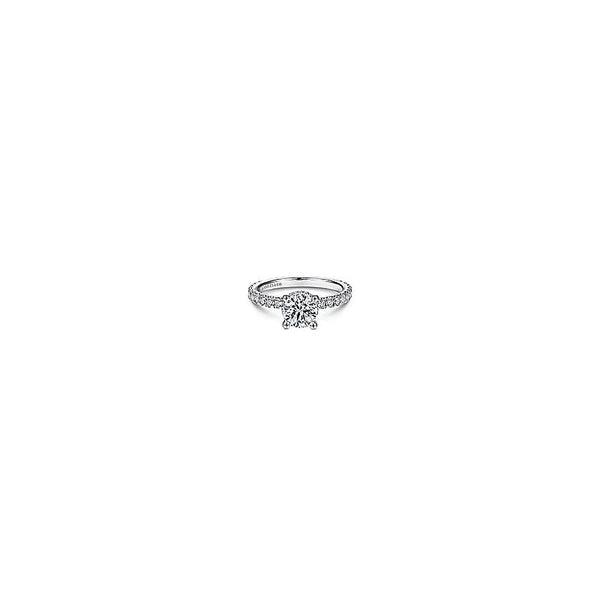 14K White Gold Hidden Halo Round Diamond Engagement Ring