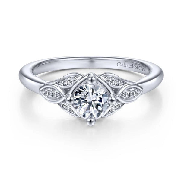 14K White Gold Round Diamond Engagement Ring