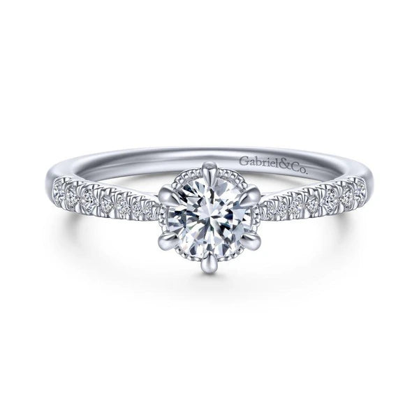 14K White Gold Round Diamond Engagement Ring