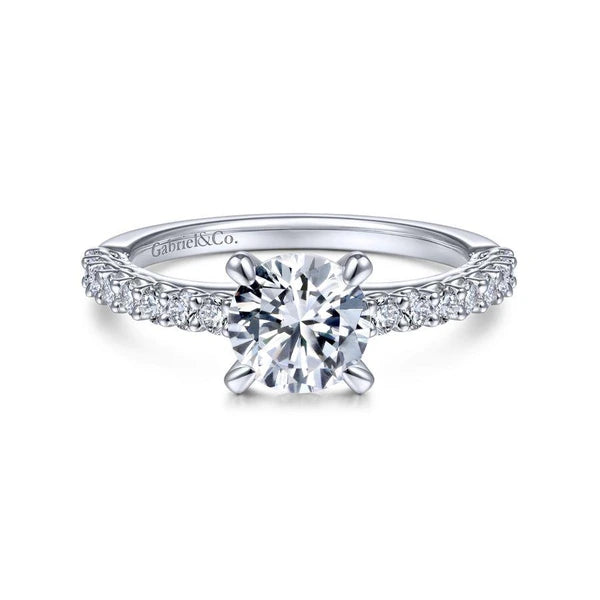14K White Gold Round Diamond Engagement Ring
