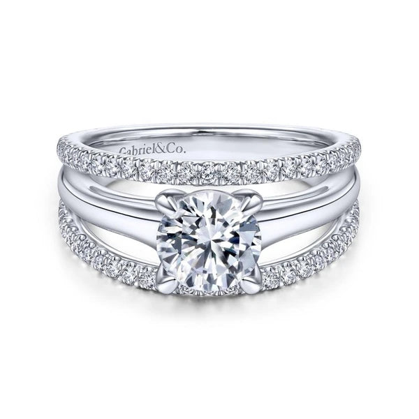 14K White Gold Round Diamond Engagement Ring