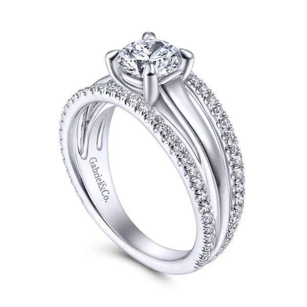14K White Gold Round Diamond Engagement Ring