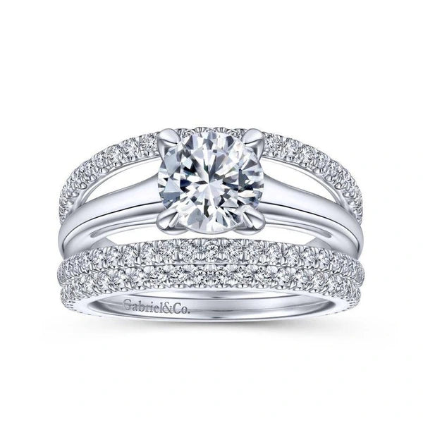 14K White Gold Round Diamond Engagement Ring