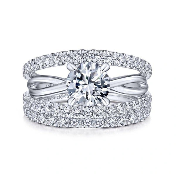 14K White Gold Round Diamond Engagement Ring