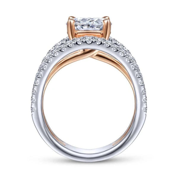14K White-Rose Gold Oval Diamond Engagement Ring