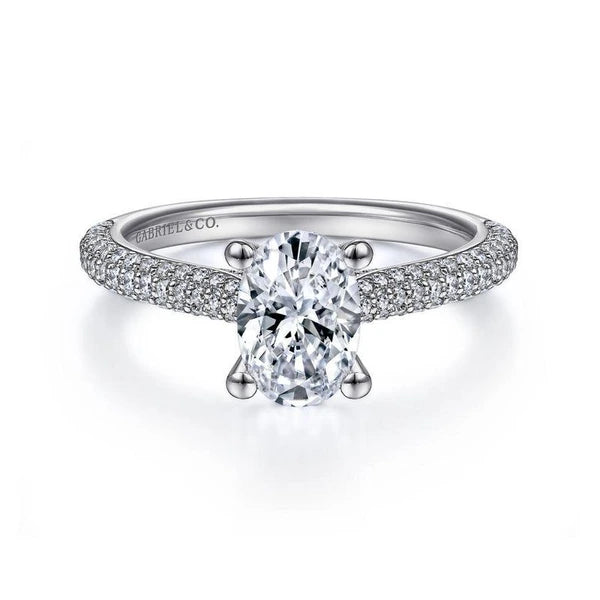 14K White Gold Oval Diamond Engagement Ring