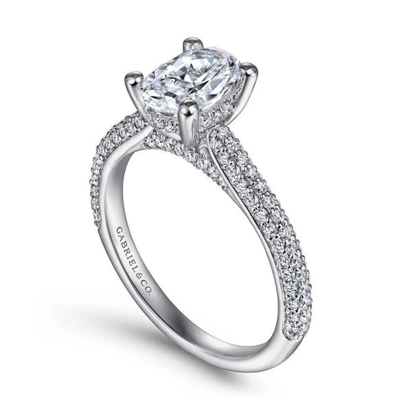 14K White Gold Oval Diamond Engagement Ring