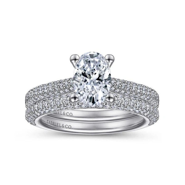 14K White Gold Oval Diamond Engagement Ring