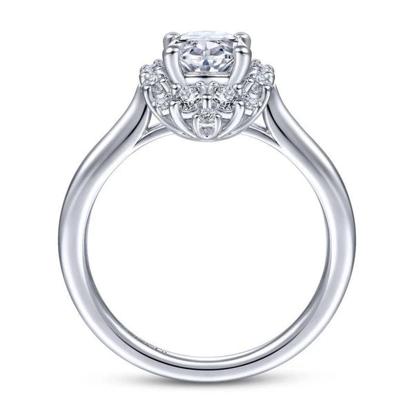 14K White Gold Oval Halo Diamond Engagement Ring