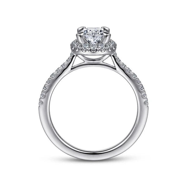 14K White Gold Oval Halo Diamond Engagement Ring