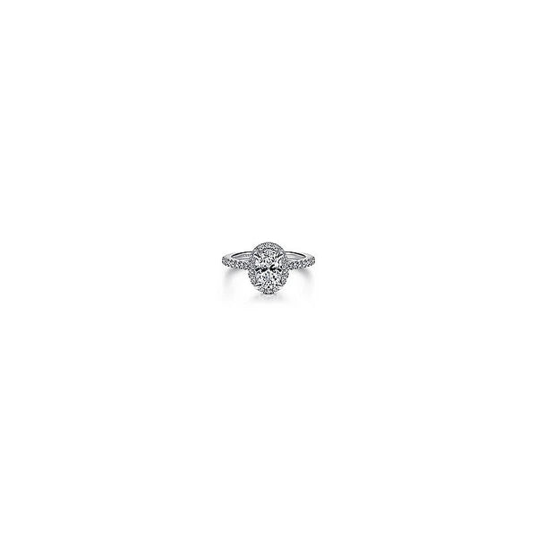 14K White Gold Oval Halo Diamond Engagement Ring