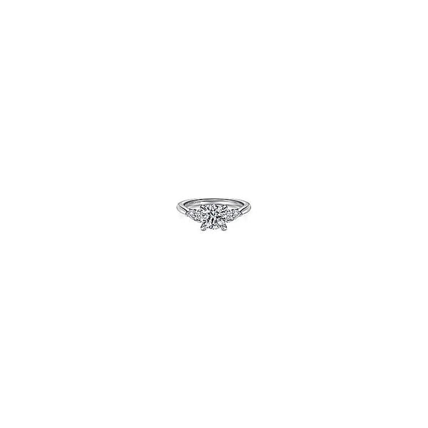 14K White Gold Round 3 Stone Diamond Engagement Ring