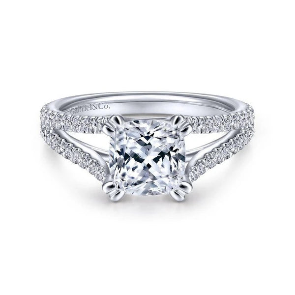 14k White Gold Cushion Cut Diamond Engagement Ring
