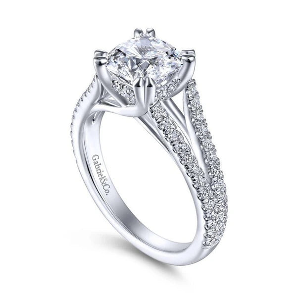 14k White Gold Cushion Cut Diamond Engagement Ring