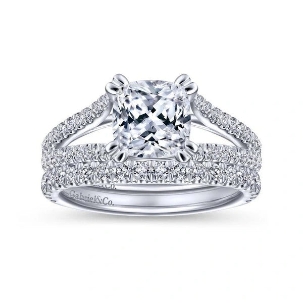 14k White Gold Cushion Cut Diamond Engagement Ring