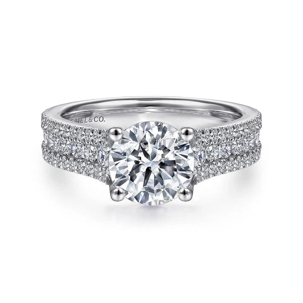 14K White Gold Round Diamond Engagement Ring