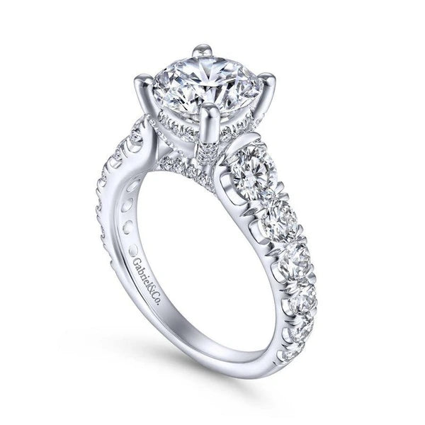 14K White Gold Round Diamond Engagement Ring