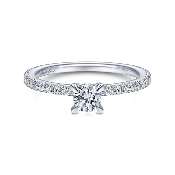 14K White Gold Round Diamond Engagement Ring