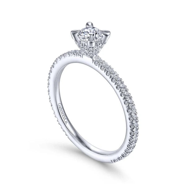 14K White Gold Round Diamond Engagement Ring