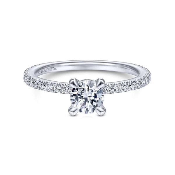 14K White Gold Round Diamond Engagement Ring