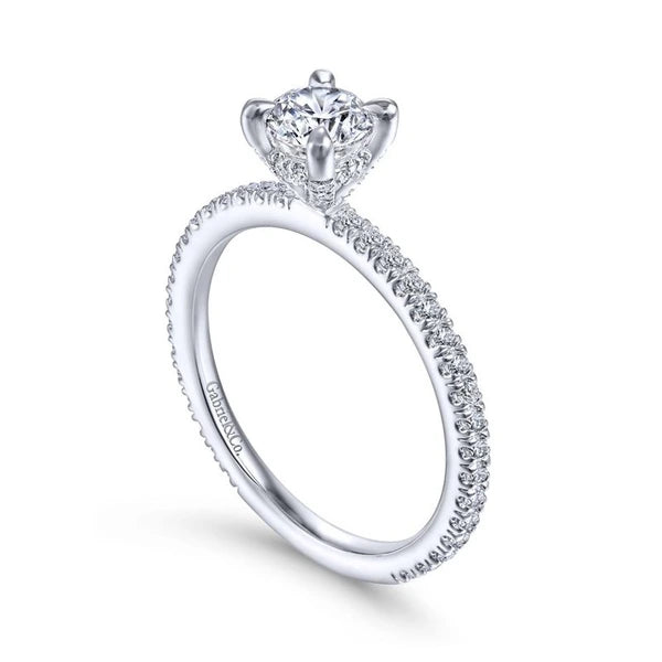 14K White Gold Round Diamond Engagement Ring