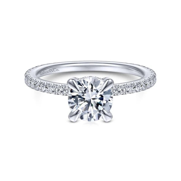 14K White Gold Round Diamond Engagement Ring