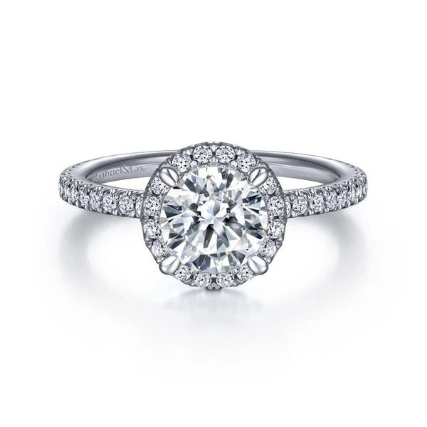 14K White Gold Round Halo Diamond Engagement Ring