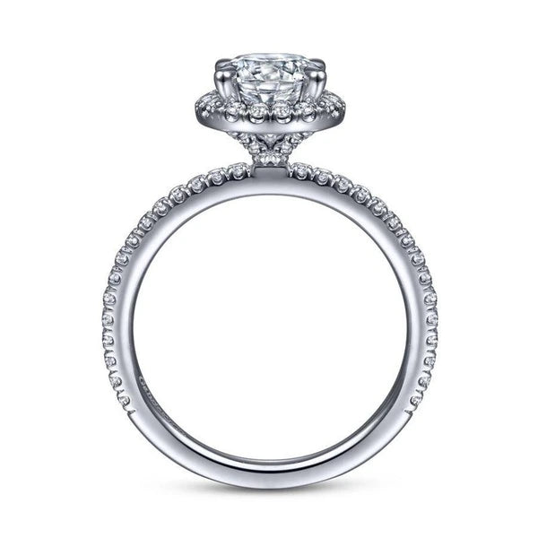 14K White Gold Round Halo Diamond Engagement Ring