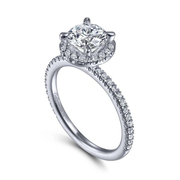 14K White Gold Round Halo Diamond Engagement Ring