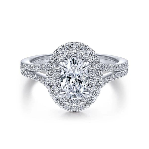 14K White Gold Oval Diamond Engagement Ring