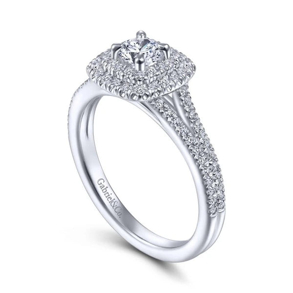 14K White Gold Round Diamond Engagement Ring