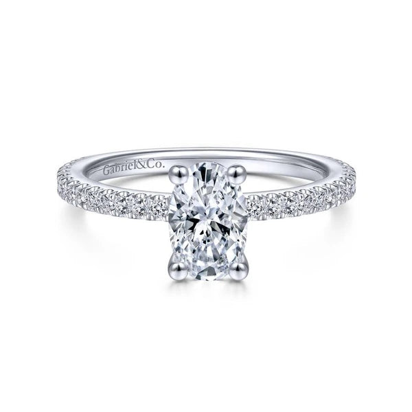 14K White Gold Oval Diamond Engagement Ring