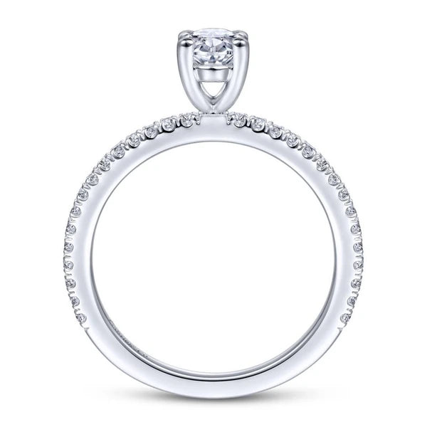 14K White Gold Oval Diamond Engagement Ring