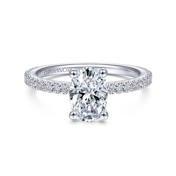 14K White Gold Oval Diamond Engagement Ring