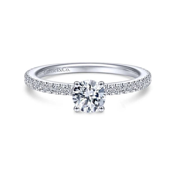 14K White Gold Round Diamond Engagement Ring