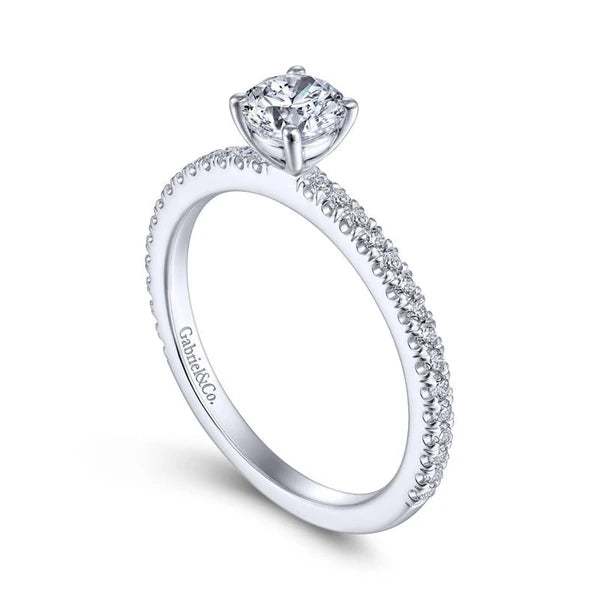 14K White Gold Round Diamond Engagement Ring