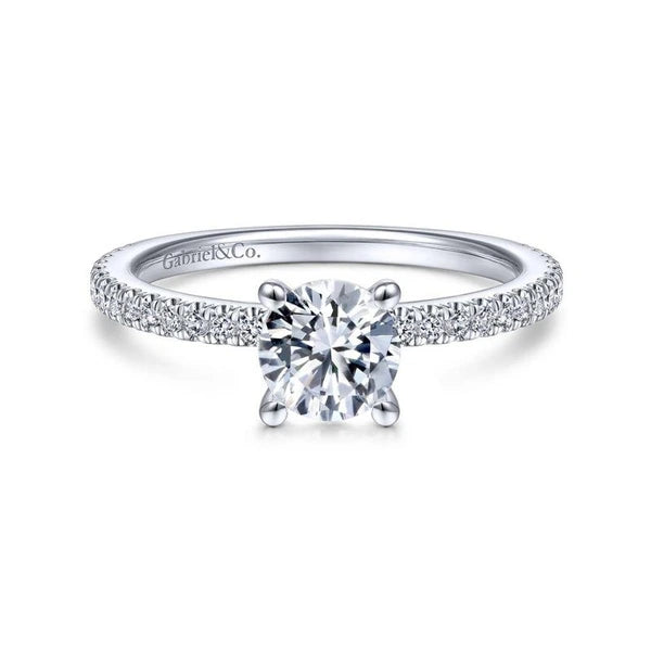 14K White Gold Round Diamond Engagement Ring