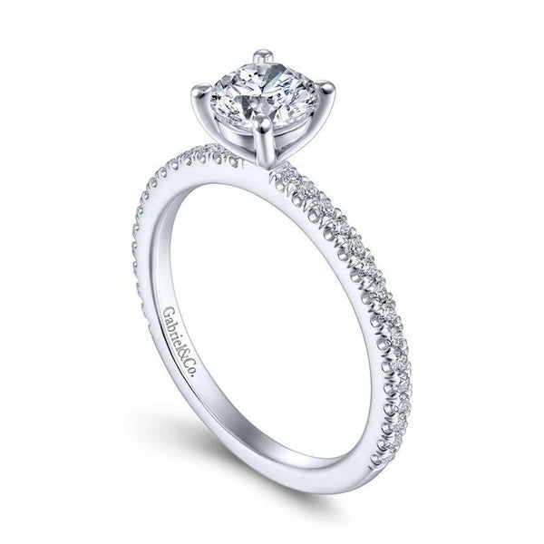 14K White Gold Round Diamond Engagement Ring