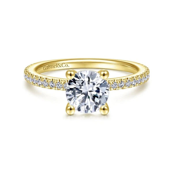 14K Yellow Gold Round Diamond Engagement Ring