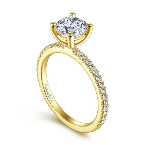 14K Yellow Gold Round Diamond Engagement Ring