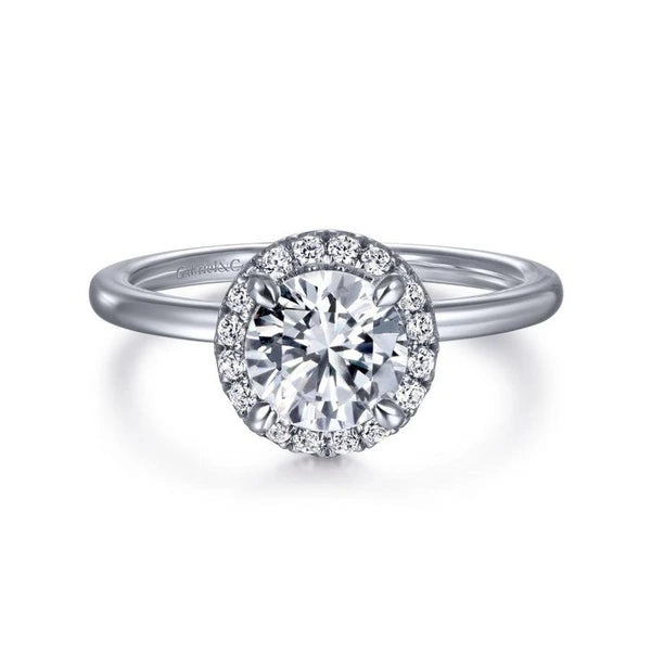 14K White Gold Round Halo Diamond Engagement Ring