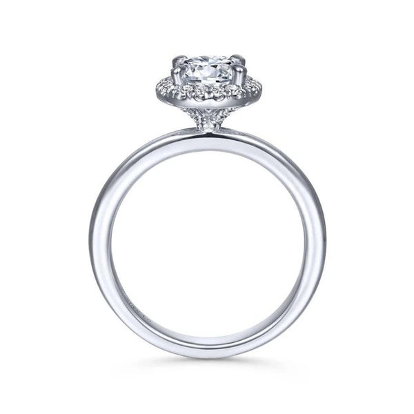 14K White Gold Round Halo Diamond Engagement Ring