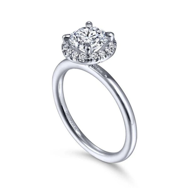 14K White Gold Round Halo Diamond Engagement Ring