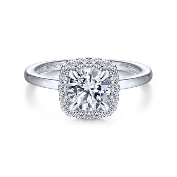 14K White Gold Round Halo Diamond Engagement Ring